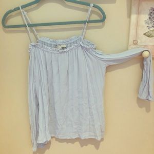 Baby blue off the shoulder long sleeve